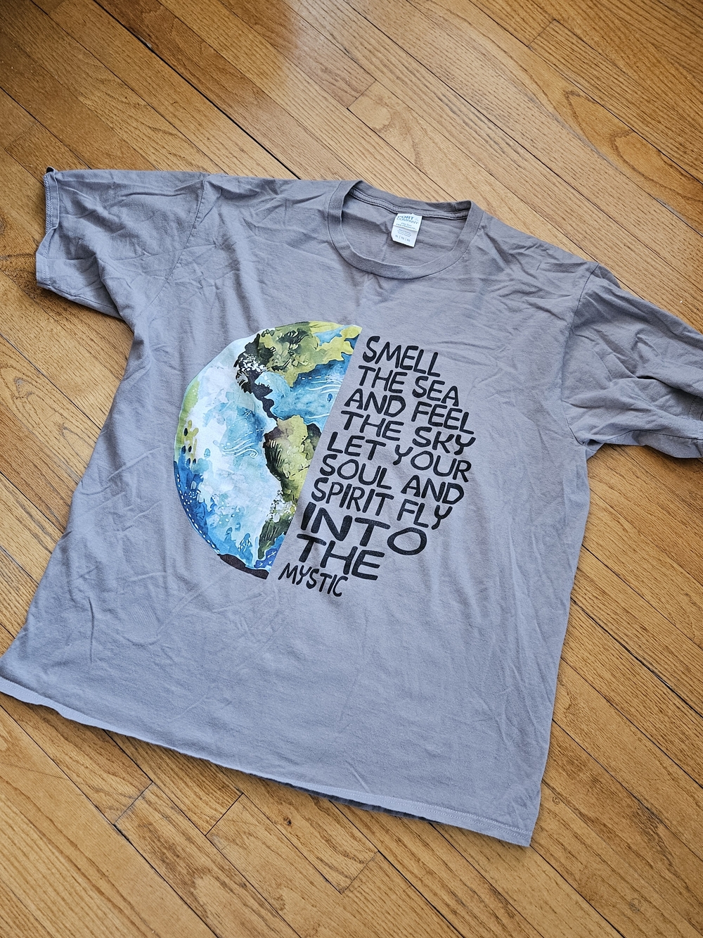 Into The Mystic Gray Graphic Tee - Van MORRISON LYRIC XL